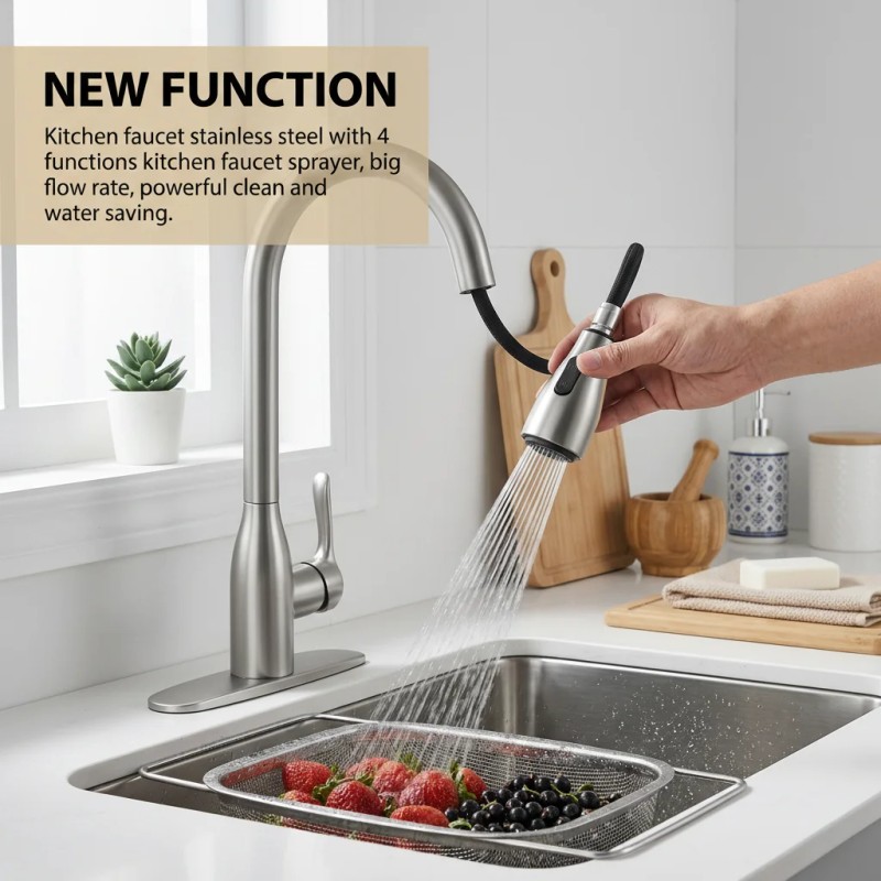 2 Handle High Arc Brushed Nickel Bathroom Sink Faucet 4