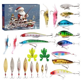 Fishing 2024, Fishing Lure For Christmas, 24 Days Christmas Countdown Fish Tackle Set, Fishing Lures For Freshwater And Saltwater For Fishing Lovers Adults