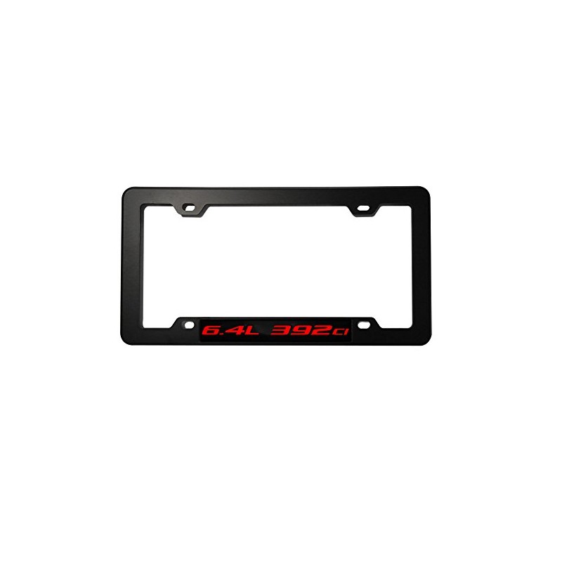 ERPART Black License Plate Tag Frame with 6.4L 392ci RED