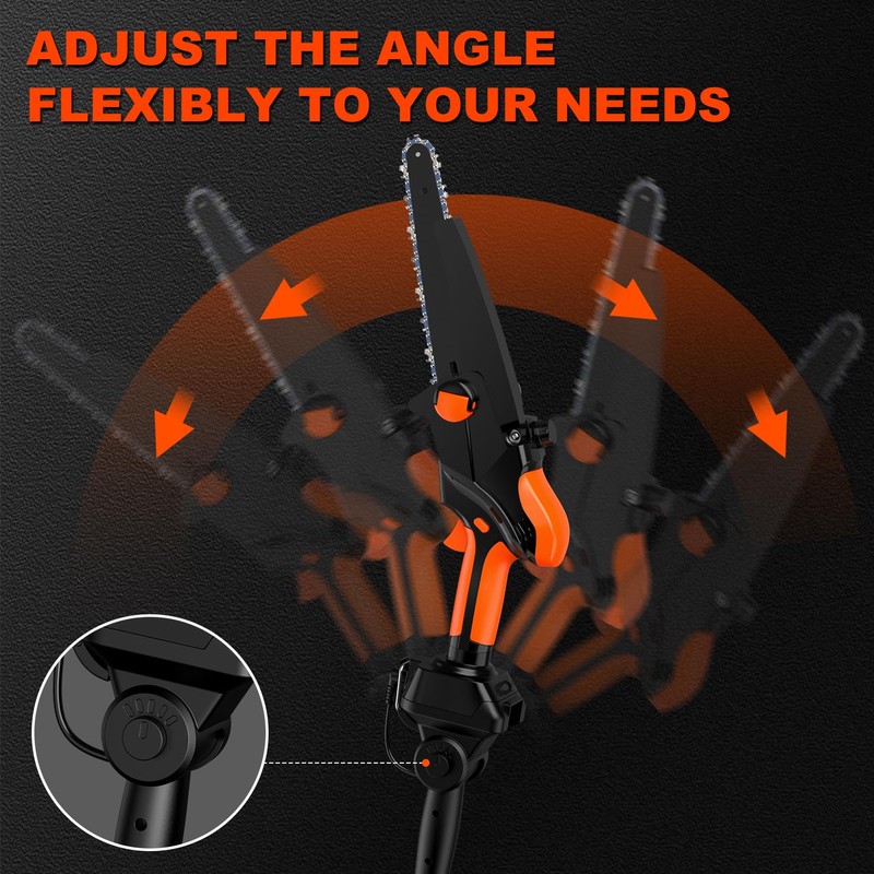 2-IN-1 Cordless Pole Saw & 8" Mini Chainsaw Battery Powered,