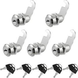5 Piezas Cerradura para Cajones, con 10 Llave, Cerraduras de Seguridad, para Cajones, Armarios, Gabinetes, Escritorios, Vitrinas, Archivadores, Muebles (Plateado)
