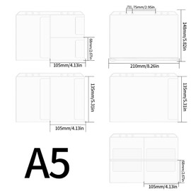 Pack of 20 A5 6 Holes Binder Bags, Document Bag, Plastic Binder Zip Folder, Folder Pockets, Document Folder, Waterproof for Bills, Cards, Files