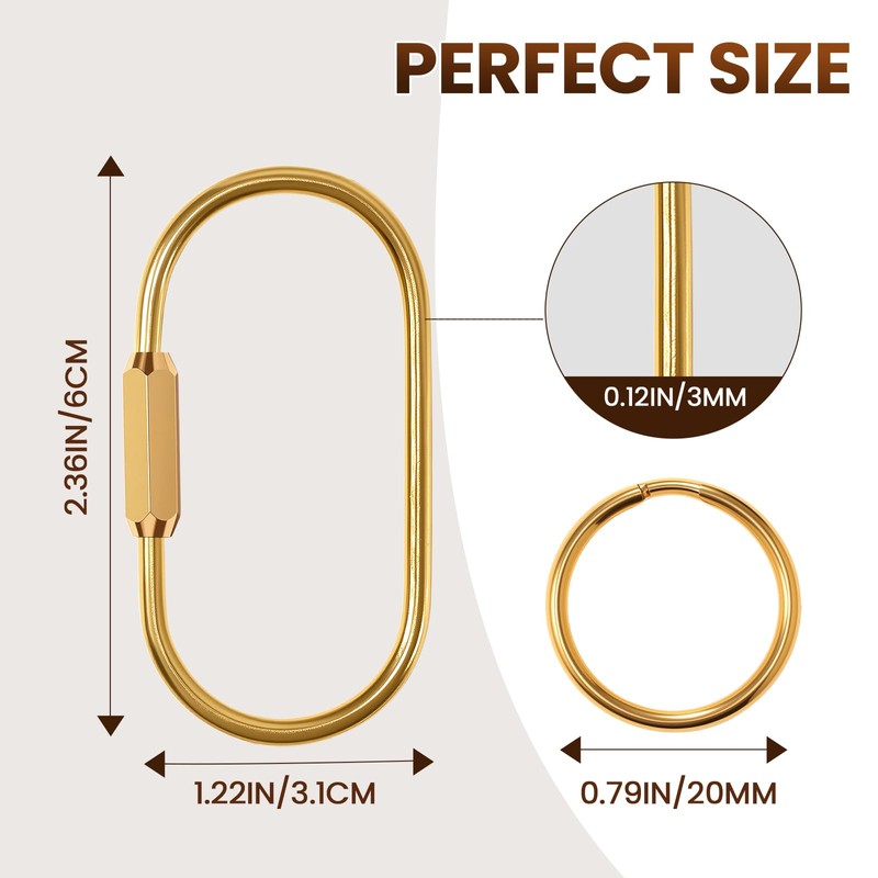 Solid Brass Key Ring, Gold Brass Key Ring Carabiner, Keychain