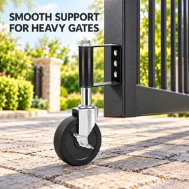 4-Inch Spring-Loaded Swing Gate Caster Wheel with Rubber Tire and 220 lb Capacity
