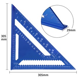 12 Inch/300mm Aluminum Alloy Triangle Ruler, Woodworking Speed Square Metric, Carpenters Square for Angle Measuring Marking (Blue)