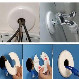 2 pcs Wall Split Flange Self-Adhesive tape Round Escutcheon Various pipes Plate Cover for Water Pipe Faucet Decoration Accessories (22mm/0.88in)