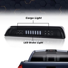 PIT66 LED 3rd Brake Light, Compatible with 2007-2018 Toyota Tundra High Mount LED 3rd Thrid Tail Cargo Brake Light Smoky Lens Black Housing