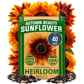 HOME GROWN Autumn Beauty Sunflower Seeds to Plant - 40 Heirloom and Non-GMO Sunflower Seeds for Planting - Blooms for Pollinator Support, and Ornamental Flower Garden (Helianthus annuus)