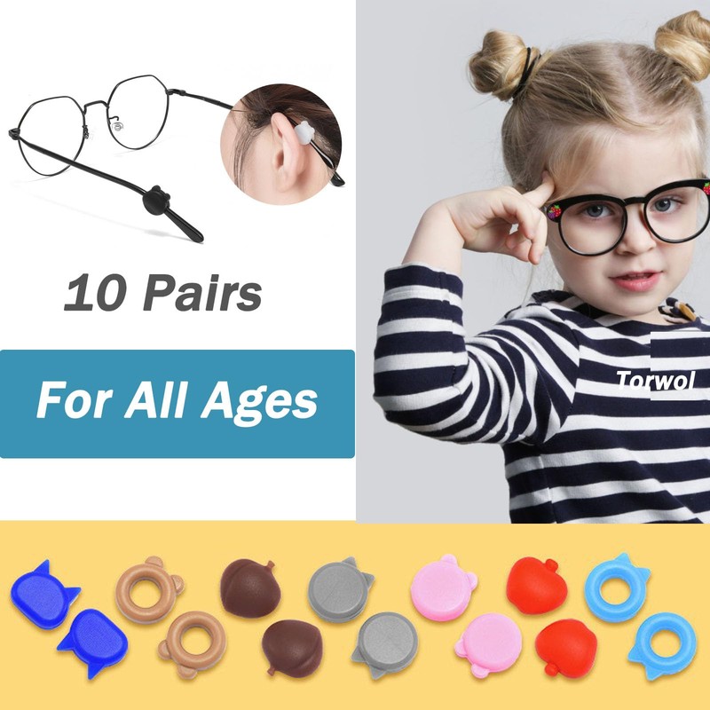 TORWOL Mini Silicone Ear Hooks Eyewear Retainer, 10 Pairs Anti-slip