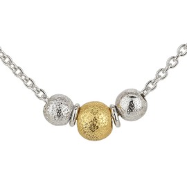 Vanbelle Sterling Silver Two-Tone Jewelry Contrast Beaded Anklet with Yellow Gold and Rhodium Plating for Women