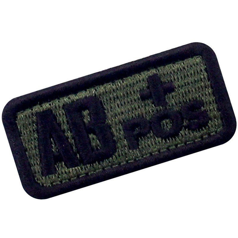 AB Type + Tactical Blood Type Embroidered Velcro Patch Olive