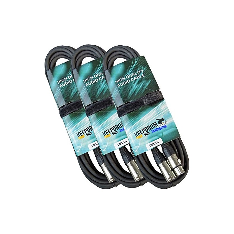 keepdrum DMX004 10m 3-pin XLR DMX Cable Pack of 3