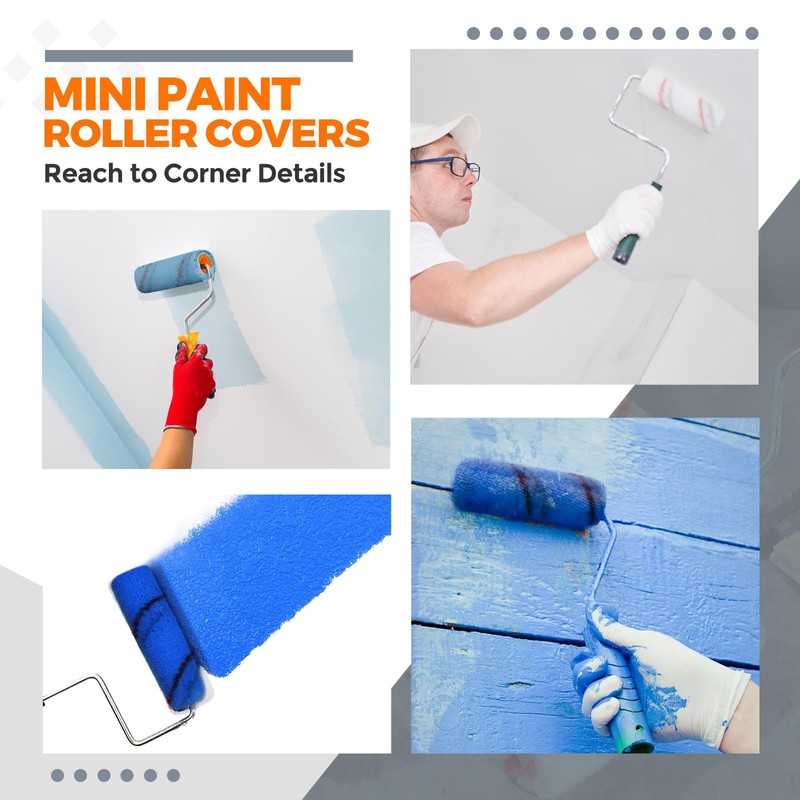 Leumoi 300 Pcs 4 Inch Mini Paint Roller Cover 1/2"