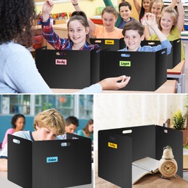 MuseLuxe 2 Pack Privacy Folders for Students - Durable & Waterproof Plastic Study Desk Dividers,Test Dividers for Classroom,Easy to Clean Privacy Shields & Boards - Includes Extra 4 Labels