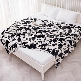 Viviland Fleece Blanket King Size Cow Print - 280GSM Lightweight Soft Fuzzy Cozy Plush King Blanket for Bed, 90x108 inches