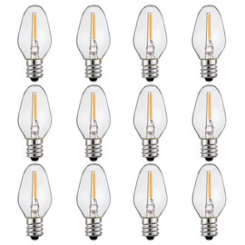 ZwwYvv C7 LED Night Light Bulbs, E12 Candelabra Base 0.6 Watt LED Light Bulbs for Window Candles/Chandeliers/Night Lights,12 Packs, Waterproof,Warm White Glow (Equivalent to 7 Watt Incandescent Bulb)