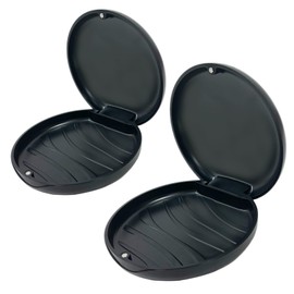 Maoerdental 2 Pack Orthodontic Retainer Case with Solid Color,Simple Aligner Case for Invisalign,Night Mouth Guard Case, Retainer Holder(Black)