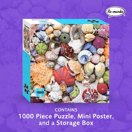Re-marks Seashore Puzzle 1000-Piece Seashell Puzzle, Artistic Jigsaw Puzzle for All Ages - Made in USA