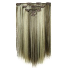 Lydell 20" Long Straight 5 PCS Set Hair Extension Thick Clip in on Synthetic Extensions for Women (18-22)