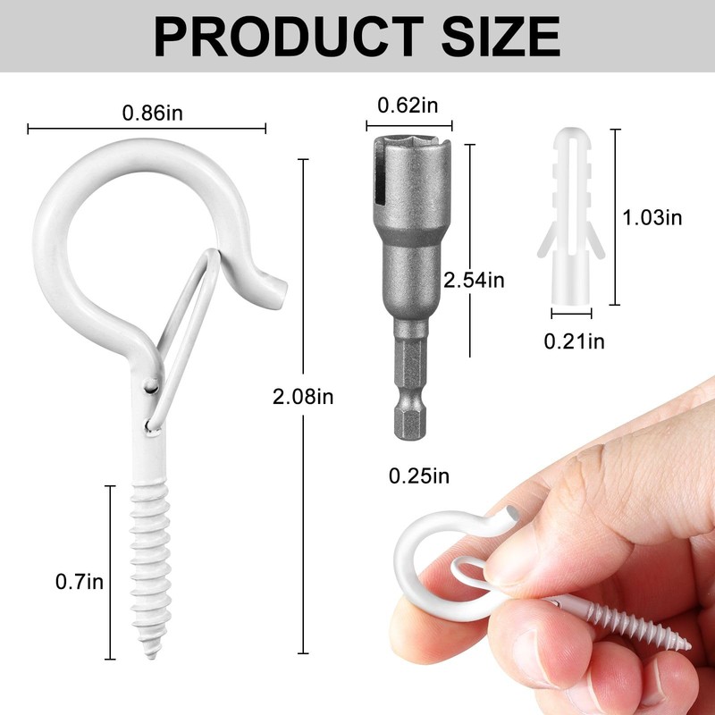 FSAH 48 PCS Q-Hanger Hooks, Screw Hooks for Outdoor String