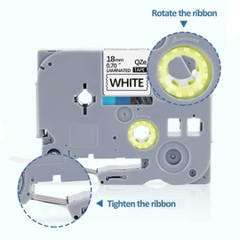5 Pack Tz Tape 18mm 0.7 Laminated White ABEL Tape Replacement for TZe-241 TZe P Touch Black on White Compatible with Brother P-Touch Label Maker Refills PTD400 PTD600, 3/4 Inch x 26.2 feet