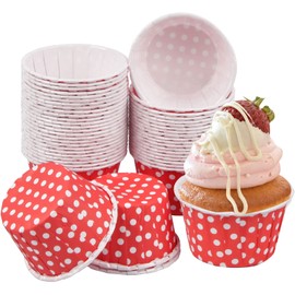 Joyan Pack of 50 Cupcake Cases, Muffin Moulds, Paper, Greaseproof, Paper Baking Cups, Cupcake Baking Cups for Party, Wedding, Birthday (Red)