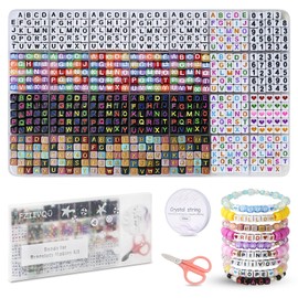 FZIIVQO 1120Pcs Acrylic Square Letter Beads, 5 Colors 6x6mm Alphabet Beads with Number Beads Hearts Beads for Jewelry Making, DIY Necklaces, Key Chains, Friendship bracelets