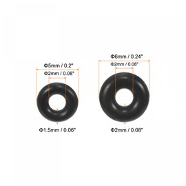 sourcing map Nitrile Rubber O-Rings 5mm 6mm OD 2mm ID 1.5mm 2mm Thick Seal Gasket, Black 300in1 Set