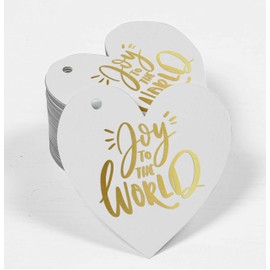 Inkdotpot Real Gold Foil Joy To The World Baby Shower Tags Favor Hang Paper Tags 100 Pieces