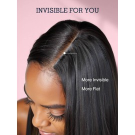 Flooyeer Seamless Clip in Hair Extensions Real Human Hair, Hair Extensions Human Hair Invisi Edge, 24inch 7 Pcs 110g, Kinky Straight Remy Hair Extensions, Injected Clip in Hair Extensions Black Women