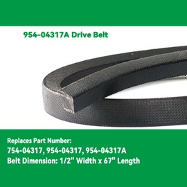 954-04317 Lawn Mower Drive Belt Fits for Cub Cadet MTD Troy Bilt RZT L42 L46 L50 S42 S50 Z-Force L48 L60 ZT-L50 754-04317A 754-0498 754-0204 Ariens 07211500 Troy-Bilt 1108500 (1/2" x 67")