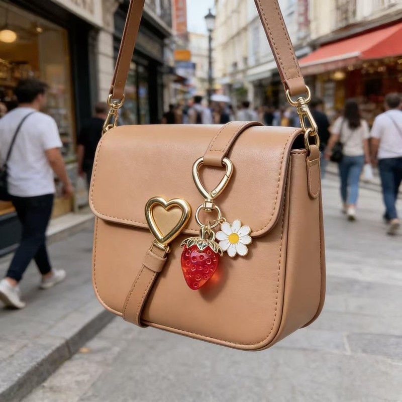 NEUYEE Cute Strawberry Keychain Charms for Women Girls, Premium Glossy