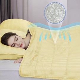 Wellfeel Weighted Blanket for Adult,20lbs Heavy Weighted Blanket 80"x87" Breathable Cooling Summer Blankets, Ultra Soft Cotton Comfort Throw Blanket with Glass Beads for All-Season (Yellow)