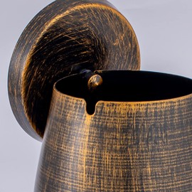 Wind Ashtray with Lid, Stainless Steel, Ashtray, Wind and Rainproof for Outdoor and Indoor Use Table Ashtray with Non-Slip Base/Portable Ashtray for Garden and Balcony, Colour Bronze