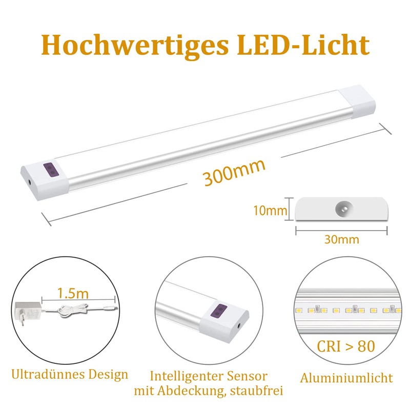 WOBANE LED Under-Unit Light Kitchen, Dimmable LED Cabinet Lighting with