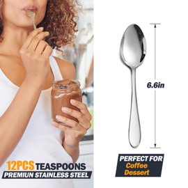 6-Piece Dinner Spoons Set, HaWare Stainless Steel Modern Elegant Spoon Set, Mirror Finished & Dishwasher Safe