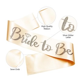 Bride to Be Sash, Rose Gold Satin with Silver Glitter Letter Bachelorette Party Sash for Bridal Shower Wedding Party Favors Accessories Supplies Engagement Gifts,Rose Gold