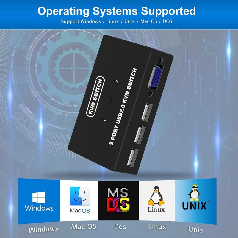 DGODRT USB VGA KVM Switch for 2 PC Sharing 1