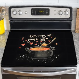 Stove Top Cover for Electric Stove,Glass Stove Top Cover, Heat Resistant Glass Cooktop Cover, Stovetop Protector, Kitchen Decor, Dish Drying Mats Cover for Ceramic Washer Top 28.5x20.5 inch