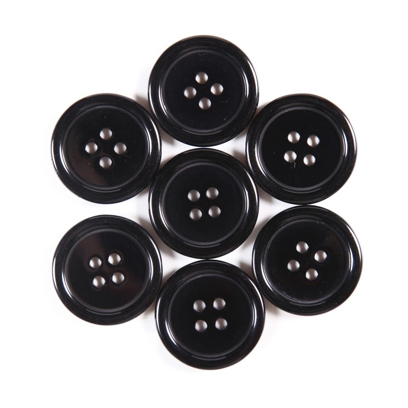 60 botones negros – 1 pulgada de resina de plástico