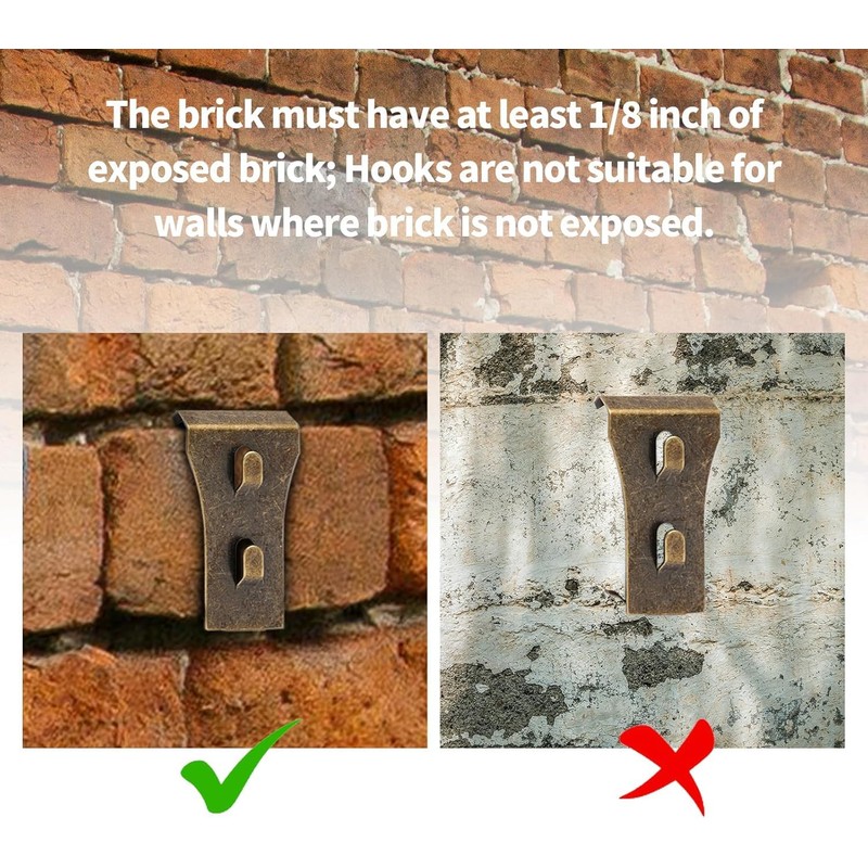 Walquicks 15 Pcs Heavy Duty Brick Hook Clips, Metal Wall