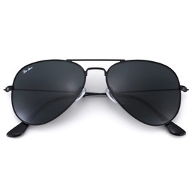 Pro Acme Sunglasses Men Women Classic Aviator Glasses Glass Lens Aviator Glasses Unisex Aviator Sunglasses, Black Frame / Grey Lens