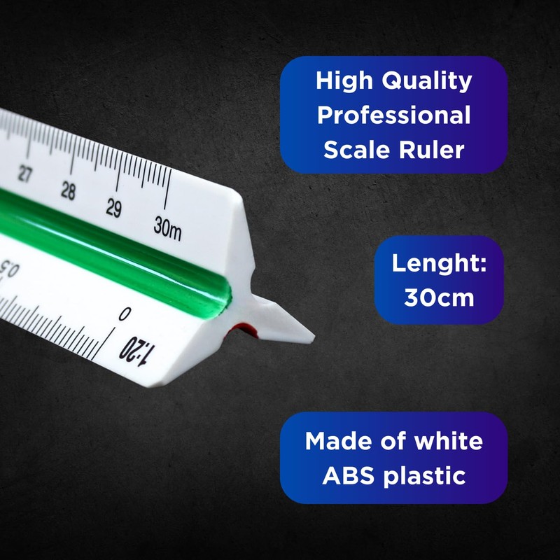 Scale Ruler 30 cm – Plastic Triangular Ruler – Scale
