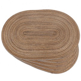 Noctiflorous Oval Braided Placemats 12x18 Inch Table Mats Set of 4 for Dining Tables Natural Woven Heat Resistant Place Mats (Oval Brown4)