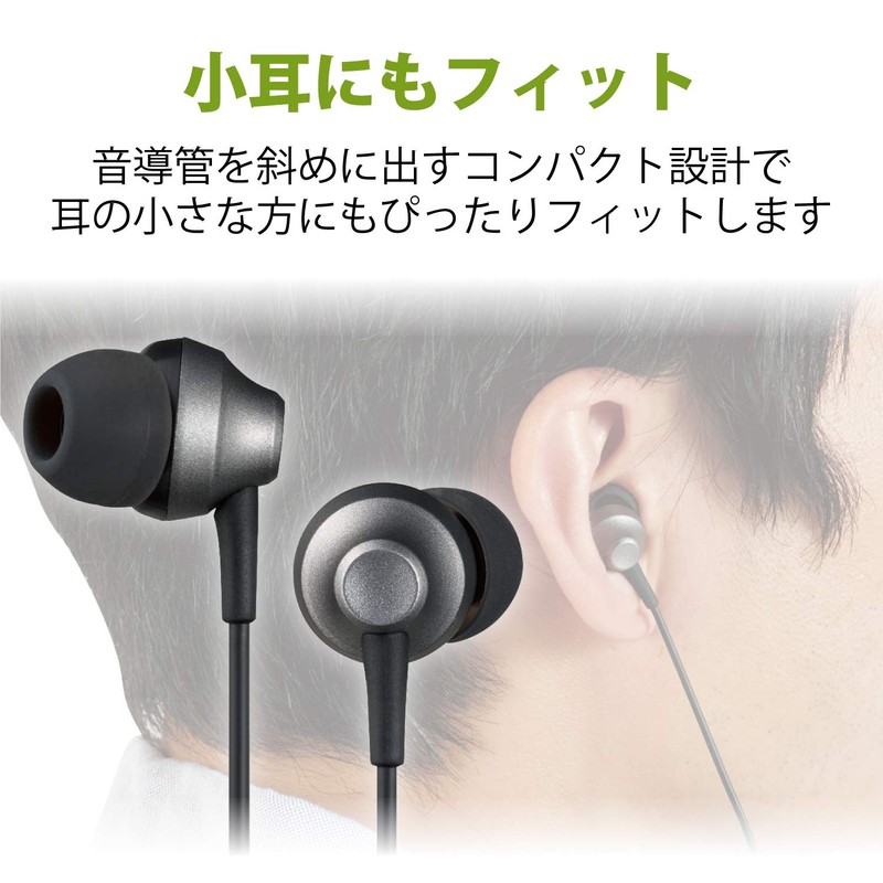 Elecom EHP-FS12CMBK In-Ear Stereo Earphones, 0.14 inch (3.5 mm), Microphone