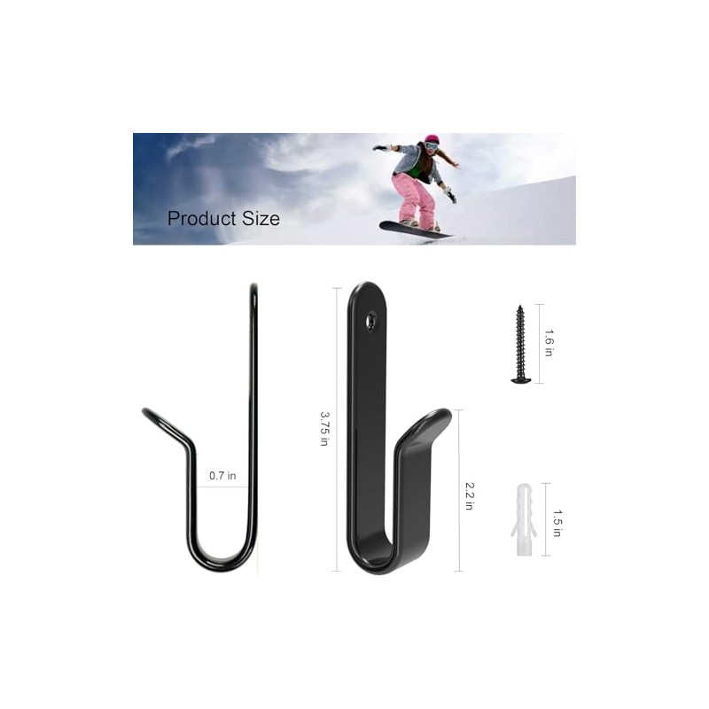 4-Pack Snowboard Wall Mount Clips for Stylish Display