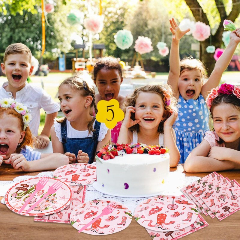 BORAENDEY 240PCS Cowgirl Party Supplies Serve 60,Western Cowgirl Rodeo Theme