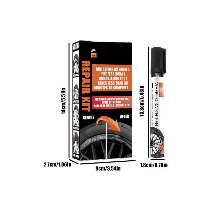 Kit Reparación de Rines con Pintura Negra Antióxido 50ml para