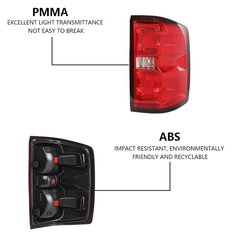 PIT66 Tail Lights Assembly, Compatible with 2014-2019 Chevy Silverado/2015-2019 GMC