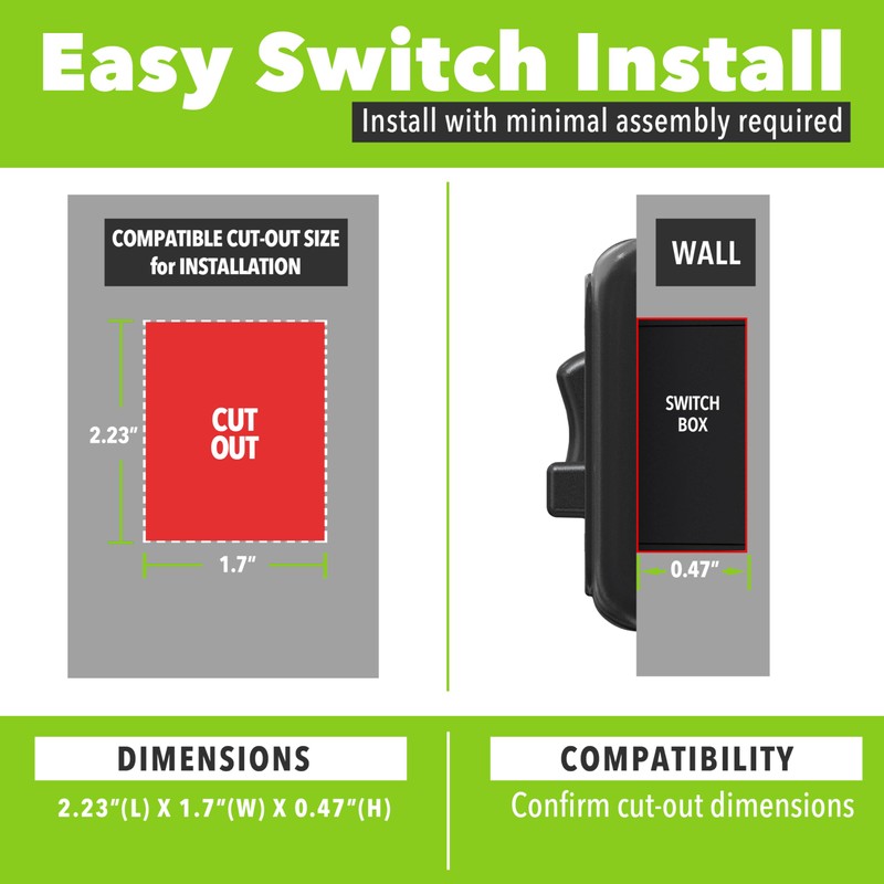 Leisure LED Contemporary On-Off Toggle with Large High Side Dimmer